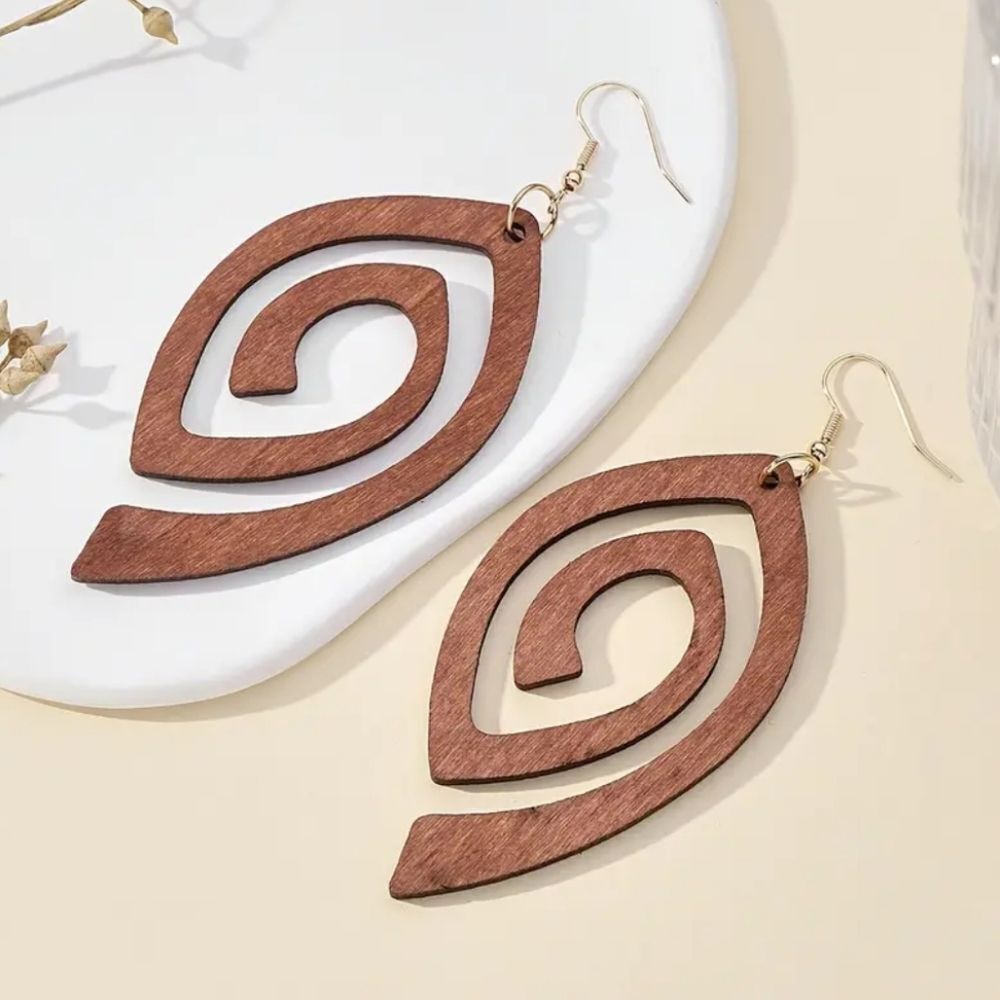 Borwon Wood Spiral Earrings